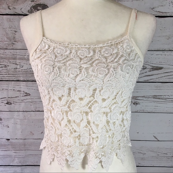 Awesome Tops - 😎 Cream lace overlay ribbed Camisole